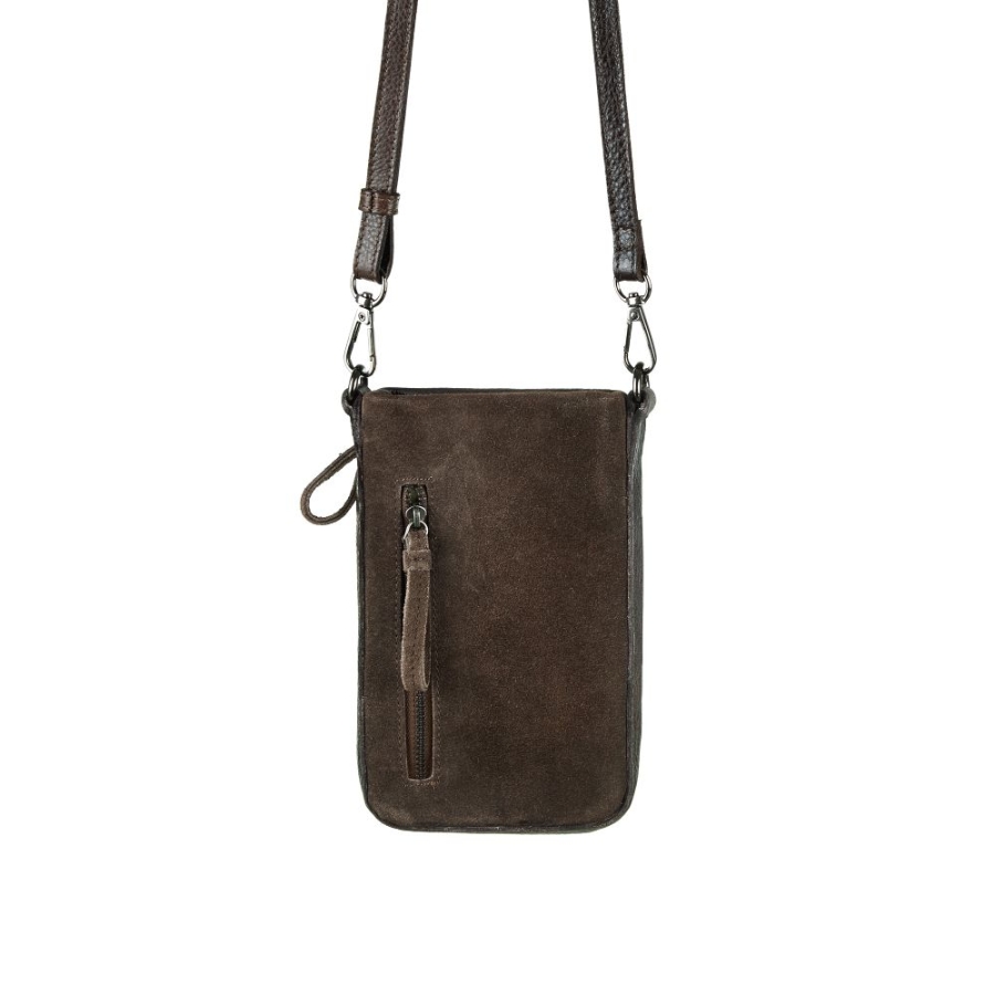 PHONE WALLET SUEDE BROWN